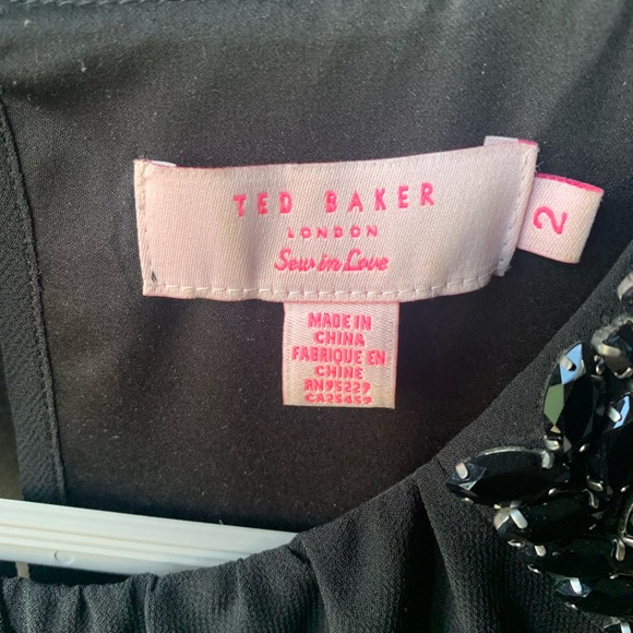 Ted Baker Black embellished fit and flare dress size 2 - Picture 6 of 6